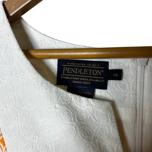 Pendleton Dress NWT Size 18 Preppy Sleeveless‎ Cotton Geometric Lined Orange - Picture 6 of 8